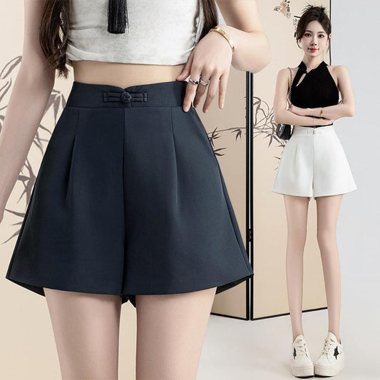 Buckle High Waisted Casual Wide Leg Shorts - Infinite Avenue