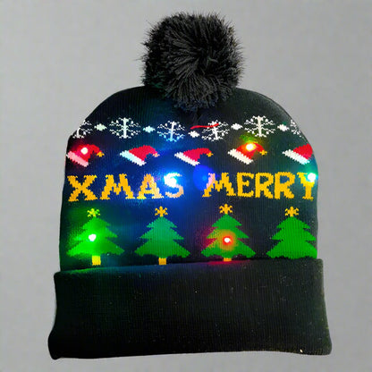 LED Christmas Beanie – Light-Up Knitted Hat Gift for Kids and Adults A One size Infinite Avenue