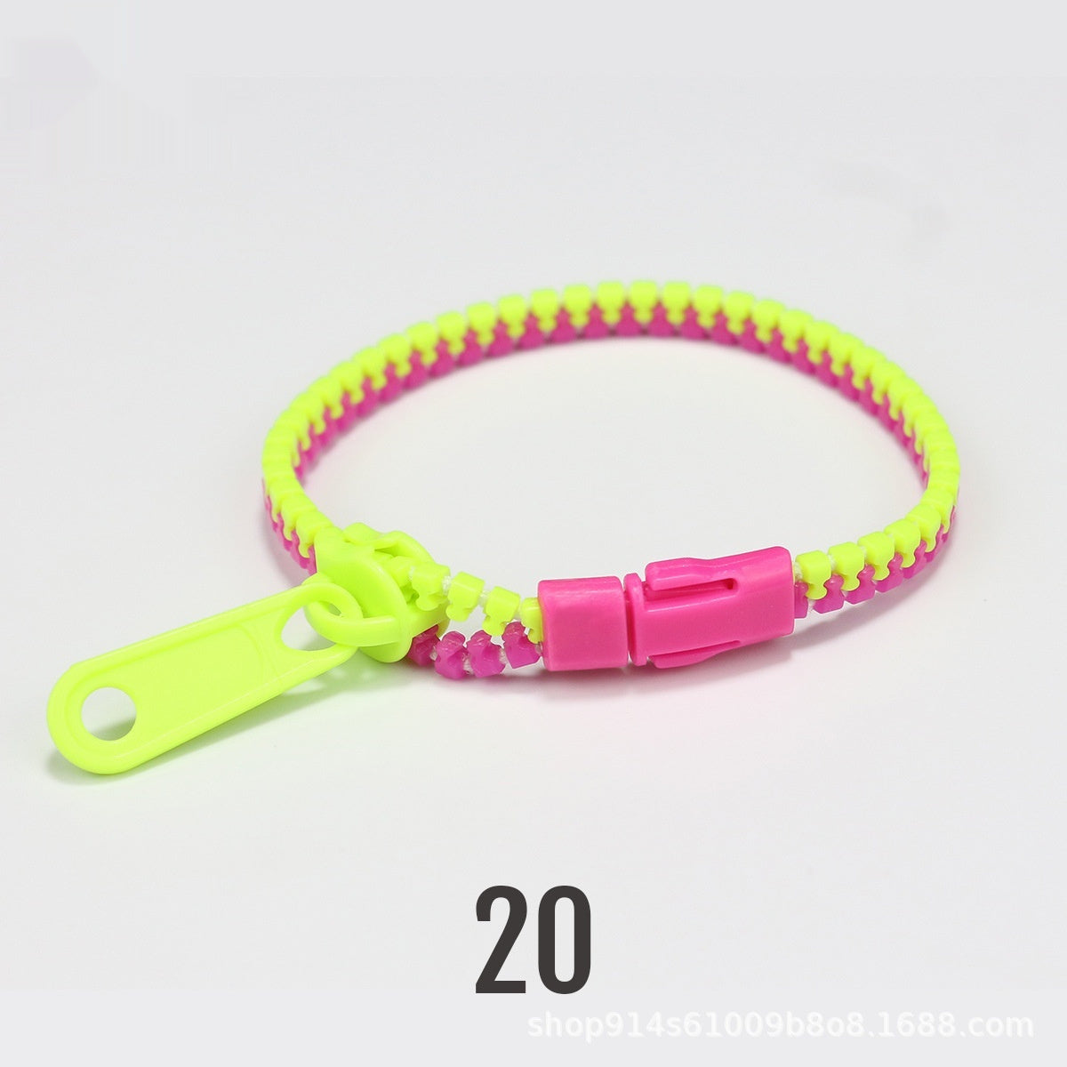 No 5 Two-color Children's Zipper Bracelet Fluorescent Green Rose 10PCs Bracelet Infinite Avenue