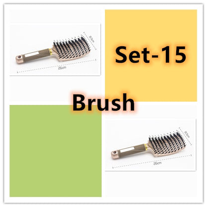 Hairbrush Anti Klit Brushy Haarborstel Women Detangler Hair Brush Bristle Nylon Scalp Massage Teaser Hair Brush Comb Set 15 Brush Set Infinite Avenue