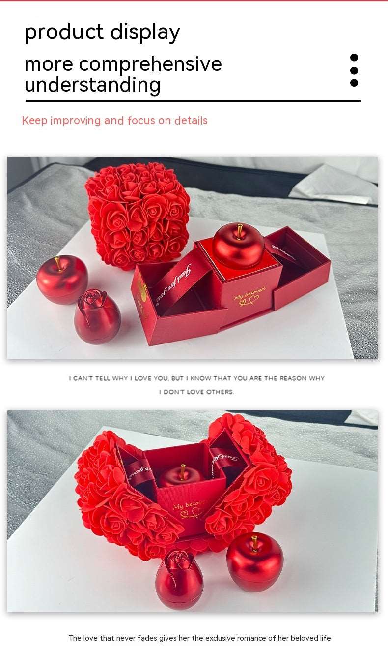 Valentines Day Gift Soap Rose Gift Box Crystal Pendant Necklace Eternal Flower Jewelry Box Set Wedding Birthday Gift For Girlfriend Infinite Avenue