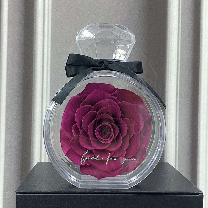 Natural Eternal Flower Ornaments Transparent Cover Dried Rose Gift Box For Christmas New Year Valentine's Day Home Decor Plum Infinite Avenue