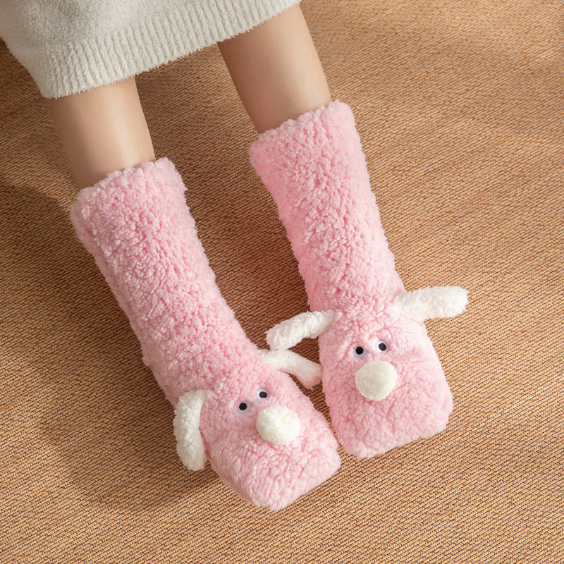 Cute Cartoon Dog Non-slip Floor Socks – Warm Plush for Women Infinite Avenue