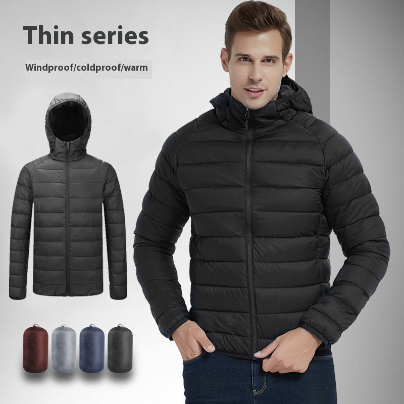 Men’s Lightweight Hooded Winter Coat – Warm Zipper Jacket Infinite Avenue