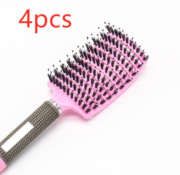 Hairbrush Anti Klit Brushy Haarborstel Women Detangler Hair Brush Bristle Nylon Scalp Massage Teaser Hair Brush Comb Pink Brush 4pcs Infinite Avenue