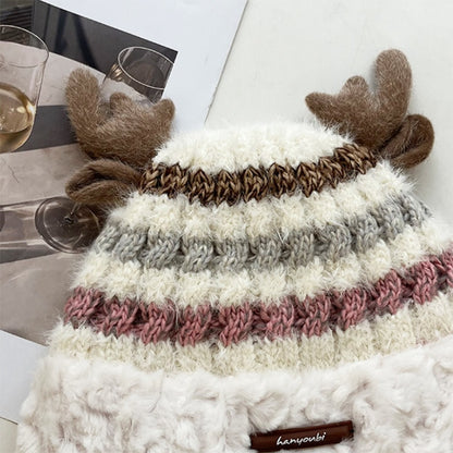 Christmas Knitted Hat – Cute Deer Antlers, Beanie for Girls & Women Infinite Avenue