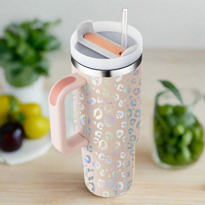 40oz Insulated Tumbler – Stainless Steel with Handle & Straw Style1 Rose quartz 1200ML 1PC Infinite Avenue