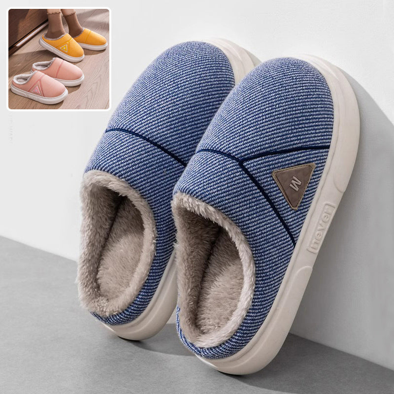 Solid Striped Home Slippers Winter Warm Fleece Shoes Men Indoor Bedroom Floor Plush Slippers For Women Couple Infinite Avenue