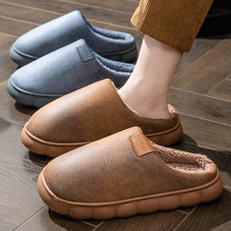 Men's Home Slippers Winter Warm Fleece Shoes Indoor Bedroom Floor Plush Slippers For Women Couple Infinite Avenue