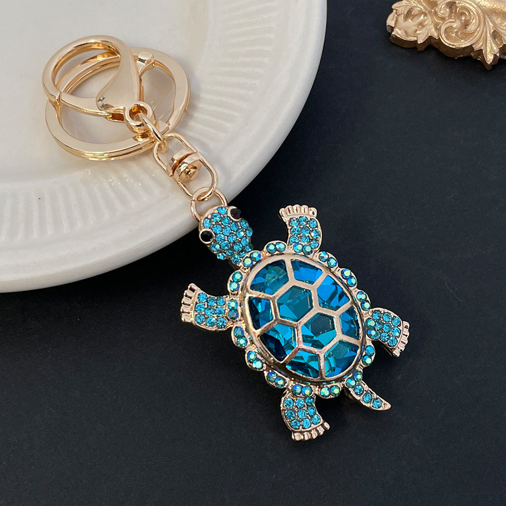 Color Diamond Metal Cute Turtle Car Key Ring Blue Infinite Avenue