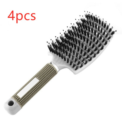 Hairbrush Anti Klit Brushy Haarborstel Women Detangler Hair Brush Bristle Nylon Scalp Massage Teaser Hair Brush Comb White Brush 4pcs Infinite Avenue