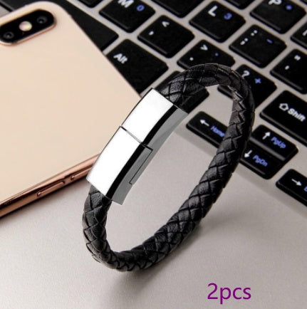 New Bracelet Charger USB Charging Cable Data Charging Cord For IPhone14 13 Max USB C Cable For Phone Micro Cable Black 2pcs Infinite Avenue