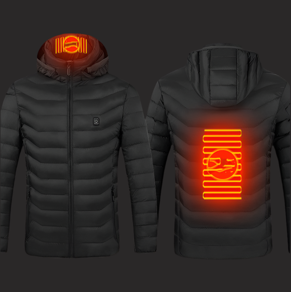 Men’s USB Heated Jacket – Thermal Cotton Coat for Winter Black Zone2 Infinite Avenue