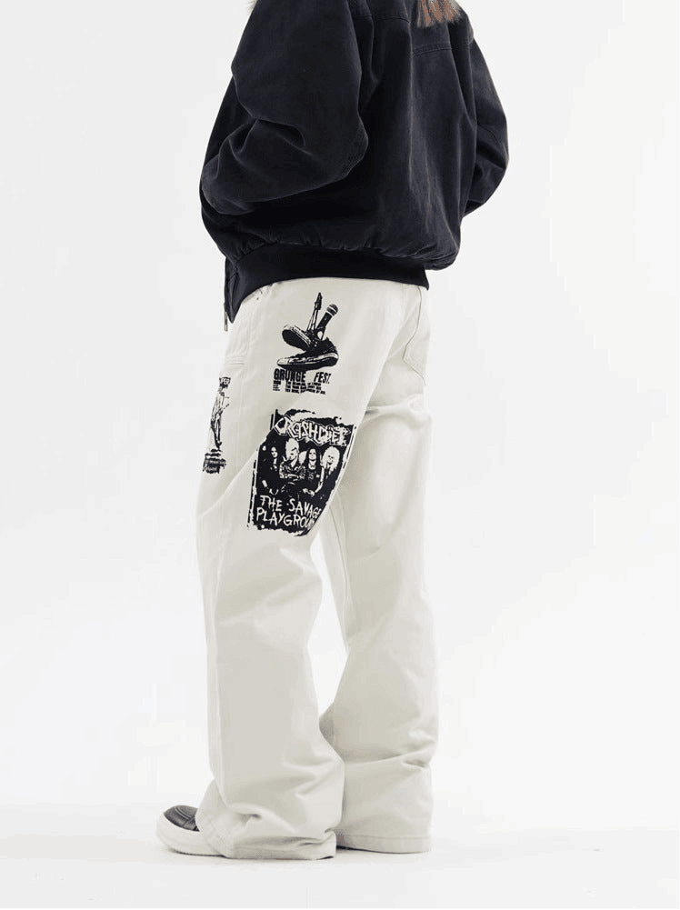 Hip Hop Print Jeans Men's Spring - Infinite Avenue