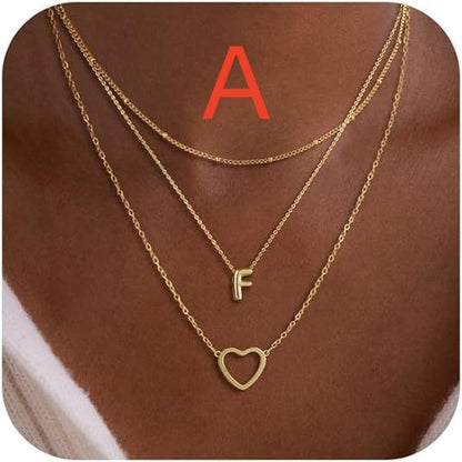 Bubble 26 Letter Necklace Stainless Steel Multi-layer Initial Letter Safety Pin Style 4 A Infinite Avenue