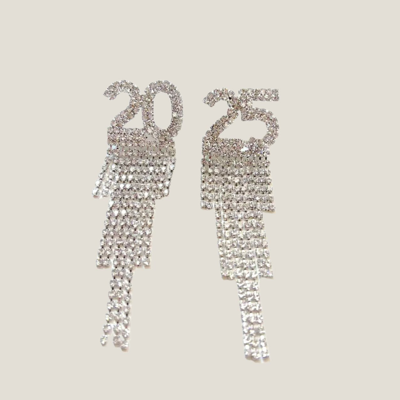 2025 Rhinestone Letter Earrings – New Year’s Festival Jewelry White Infinite Avenue