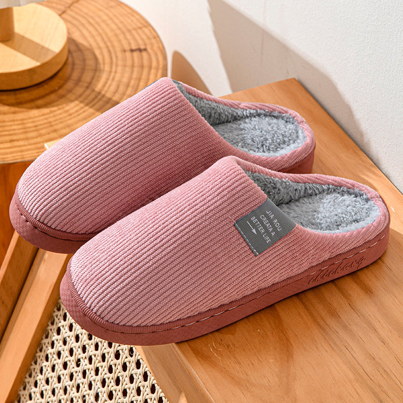 Home Indoor Wear-resistant Non Slip Cotton Slippers Calibration Pink Infinite Avenue