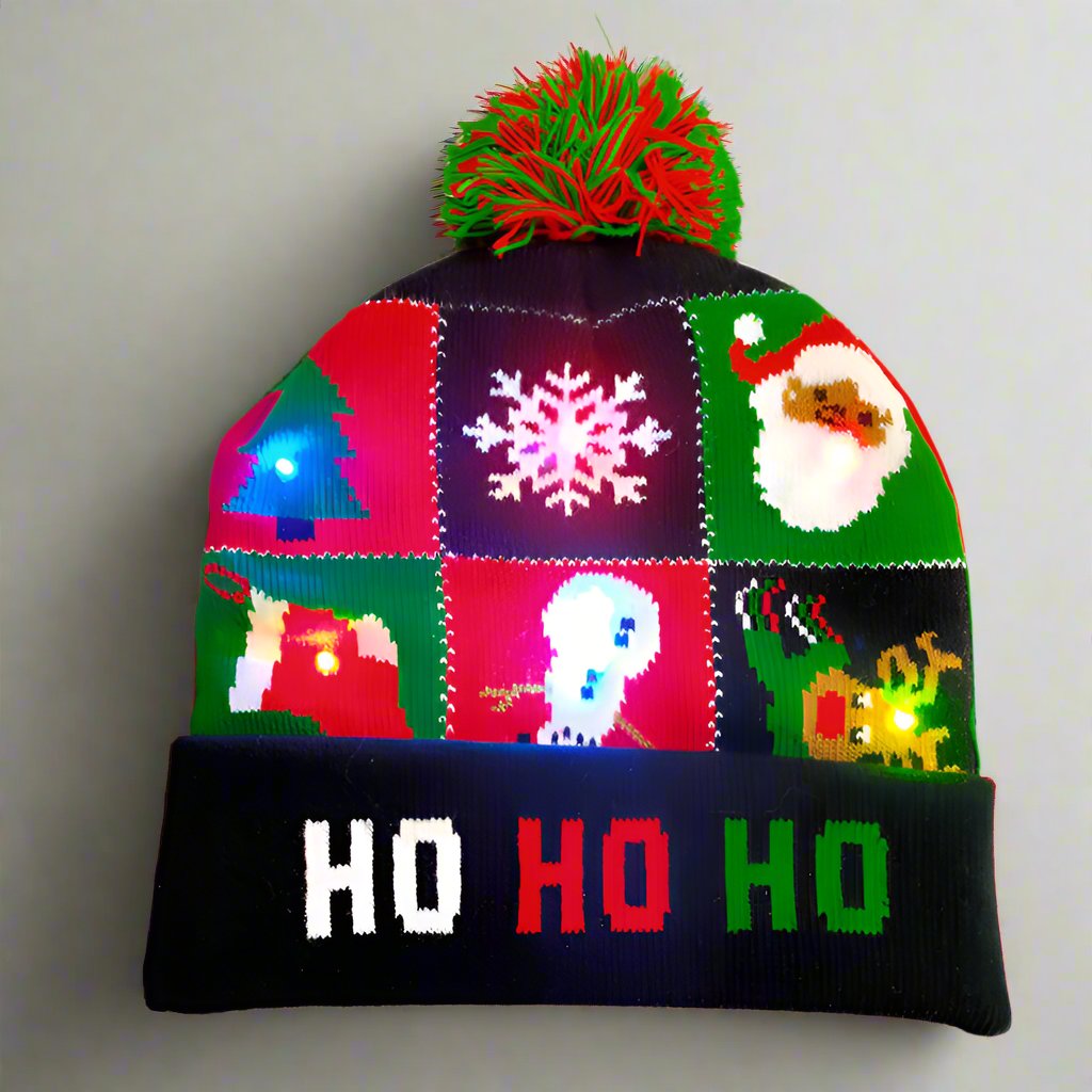 LED Christmas Beanie – Light-Up Knitted Hat Gift for Kids and Adults F One size Infinite Avenue