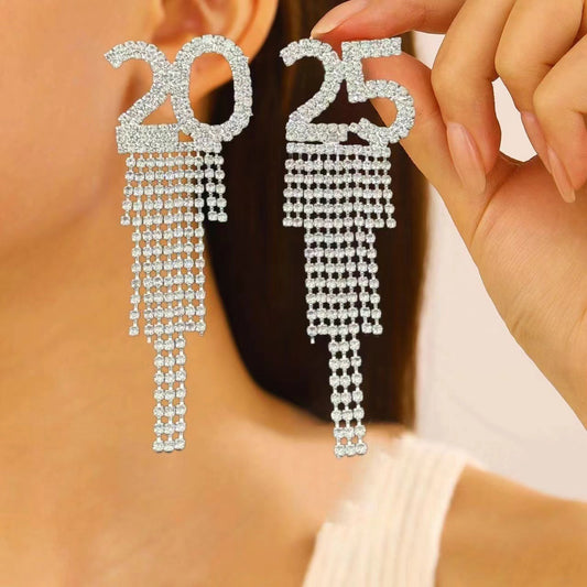 2025 Rhinestone Letter Earrings – New Year’s Festival Jewelry Infinite Avenue