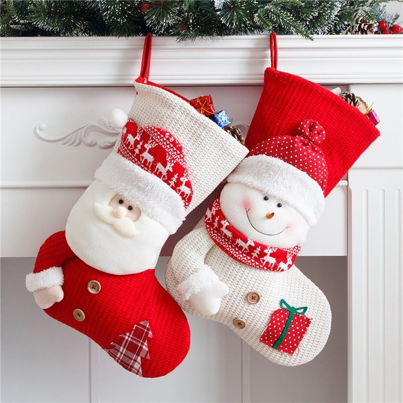 Large Red & White Knitted Christmas Stocking – Santa Fireplace Decor Infinite Avenue