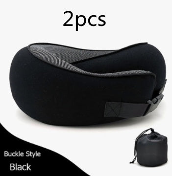 Travel Neck Pillow Non-Deformed Airplane Pillow Travel Neck Cushion Durable U-Shaped Travel Memory Cotton Nap Neck Pillow Deep black card buckle3pcs Infinite Avenue