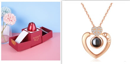 Hot Valentine's Day Gifts Metal Rose Jewelry Gift Box Necklace For Wedding Girlfriend Necklace Gifts Set Infinite Avenue