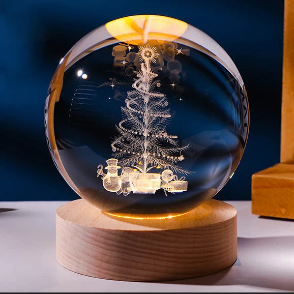 Luminous Starry Sky Crystal Ball – Moon Night Light & Gift Solid Wood Lamp Holder Tree 6cm crystal ball Infinite Avenue