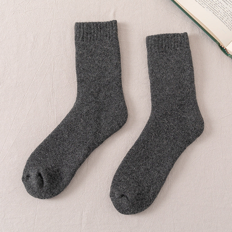 Men's Fleece-Lined Wool Socks – Winter Warmth Dark Gray Free Size Infinite Avenue