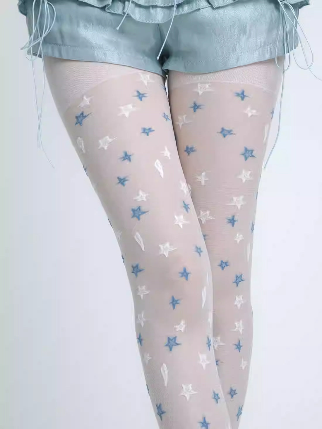 White & Blue Star Romper Stockings Infinite Avenue