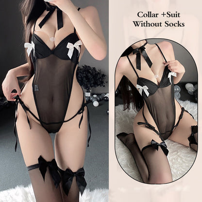 Underwear Perspective Suspender Lace Jumpsuit Perspective Flirty Nightdress Woman