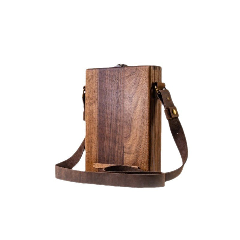 Writer Messenger Wooden Box Walnut Briefcase Wood Color Infinite Avenue