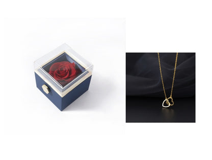 Fashion Acrylic Rotating Rose Jewelry Box Sapphire Blue Pink 925gold Infinite Avenue