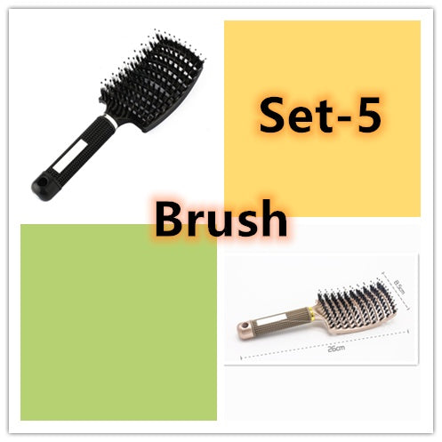 Hairbrush Anti Klit Brushy Haarborstel Women Detangler Hair Brush Bristle Nylon Scalp Massage Teaser Hair Brush Comb Set 5 Brush Set Infinite Avenue