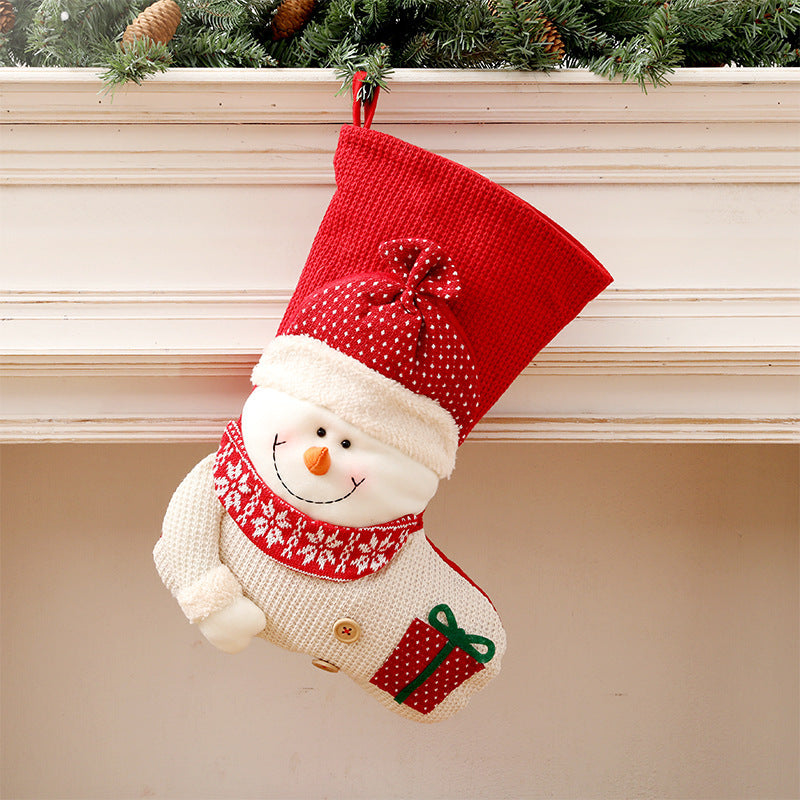 Large Red & White Knitted Christmas Stocking – Santa Fireplace Decor Snowman Infinite Avenue