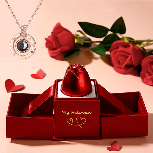 Hot Valentine's Day Gifts Metal Rose Jewelry Gift Box Necklace For Wedding Girlfriend Necklace Gifts Infinite Avenue