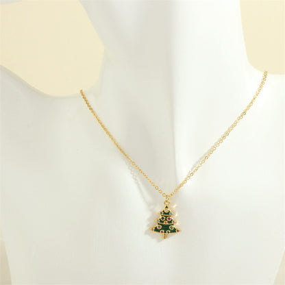 Christmas Tree & Santa Necklace – Rhinestone Clavicle Chain for Women NE2089 H Infinite Avenue