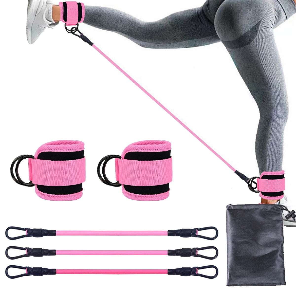 Ankle Ring Leggings Straps Gantry Ankle Foot Buckle Trainer Pink Three Black Buttons Infinite Avenue