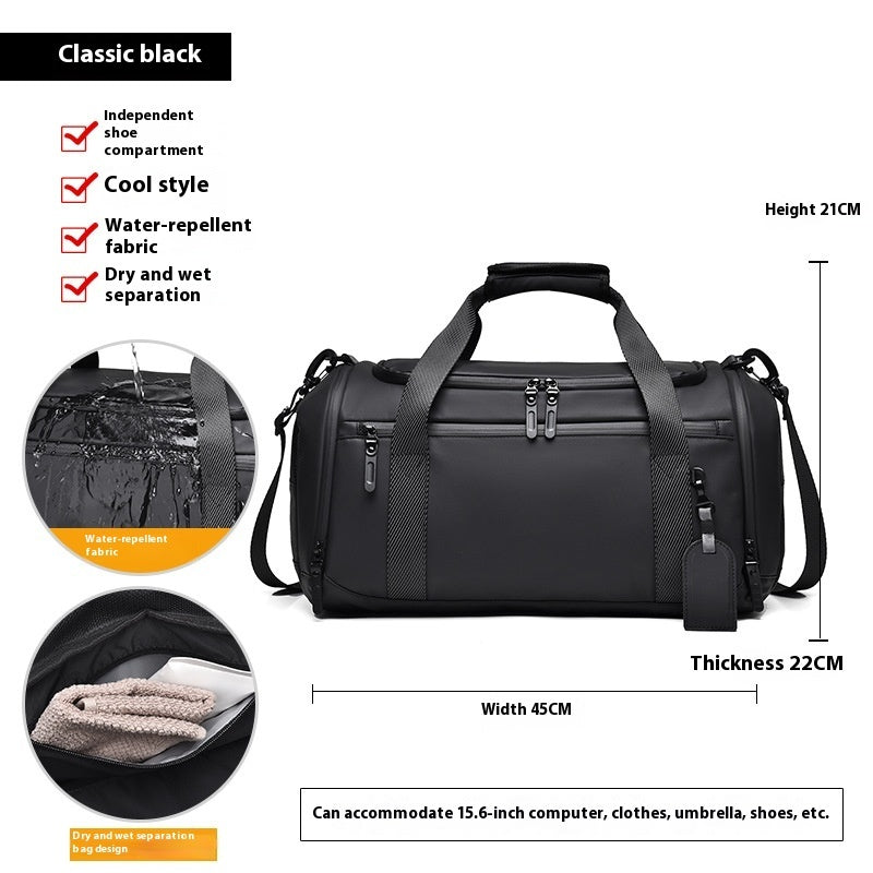 Dry Wet Separation Shoe Warehouse Large Capacity Handbag Travel Luggage Bag 8635 Classic Black Infinite Avenue