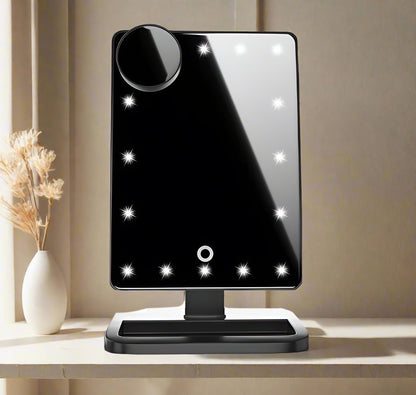 LED Touchscreen Makeup Mirror with Bluetooth & 10X Magnification Black Infinite Avenue