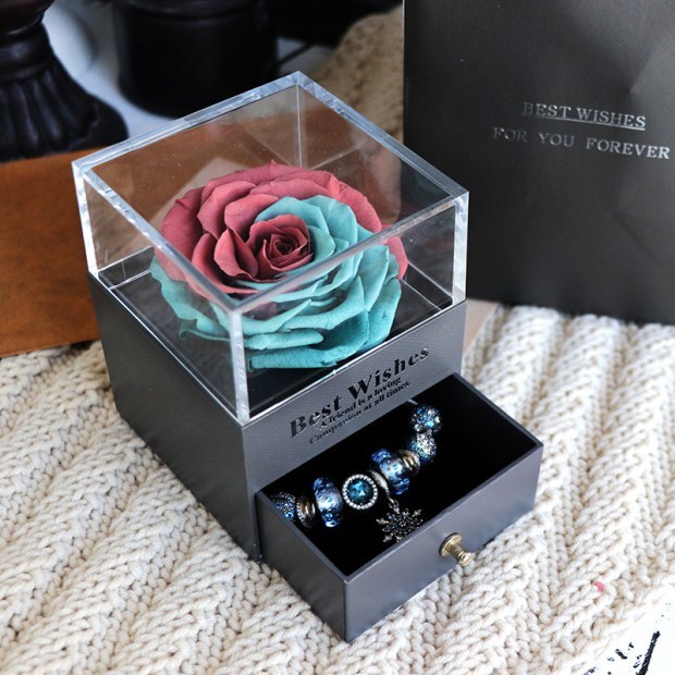 Eternal Flower Rose Jewelry Box for Birthday Presents Valentines Day Wedding Gift Red blue Infinite Avenue