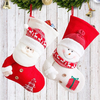 Large Red & White Knitted Christmas Stocking – Santa Fireplace Decor Infinite Avenue