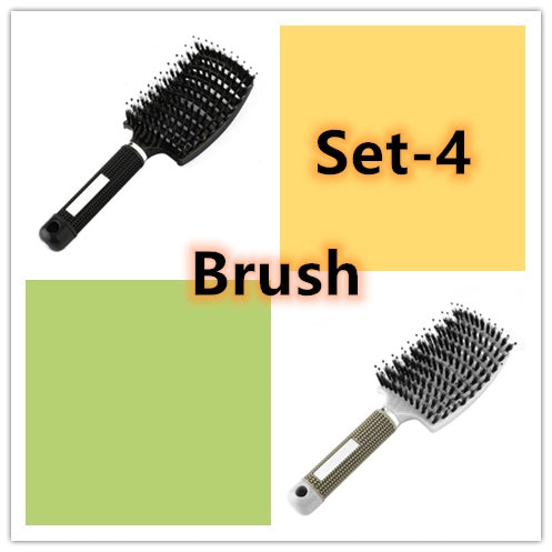 Hairbrush Anti Klit Brushy Haarborstel Women Detangler Hair Brush Bristle Nylon Scalp Massage Teaser Hair Brush Comb Set 4 Brush Set Infinite Avenue