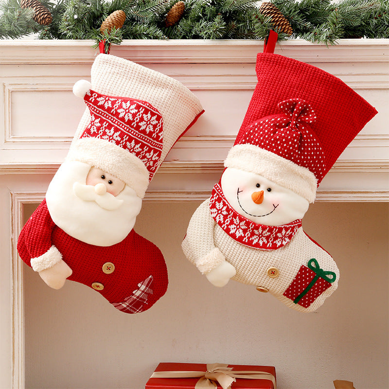 Large Red & White Knitted Christmas Stocking – Santa Fireplace Decor Infinite Avenue