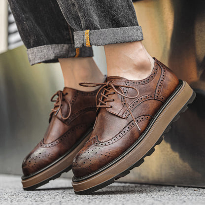 Carved Business Commute Casual Leather Shoes Infinite Avenue