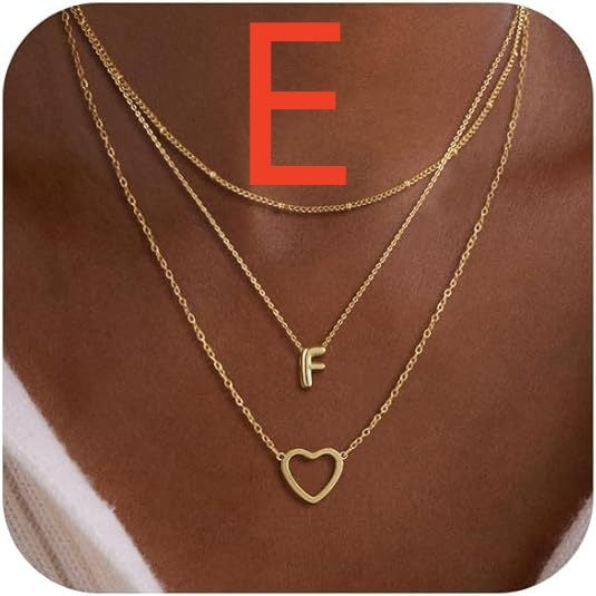 Bubble 26 Letter Necklace Stainless Steel Multi-layer Initial Letter Safety Pin Style 4 E Infinite Avenue