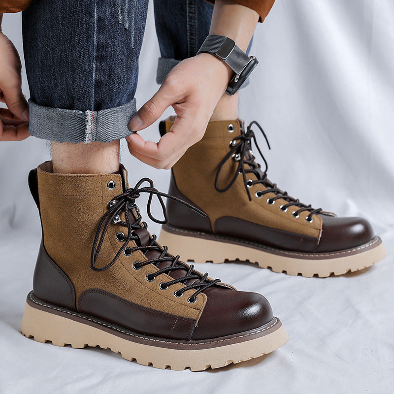 Patchwork Retro All-matching Work Clothes Boots Infinite Avenue