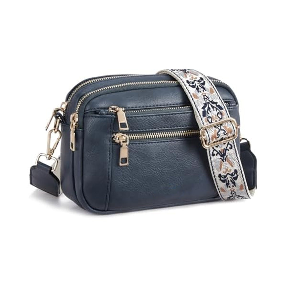 Cow Color Matching Multifunctional Zipper Crossbody Bag Blue Infinite Avenue