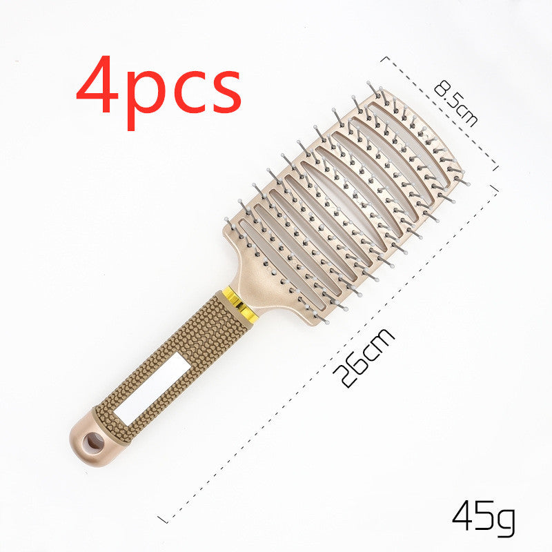 Hairbrush Anti Klit Brushy Haarborstel Women Detangler Hair Brush Bristle Nylon Scalp Massage Teaser Hair Brush Comb Gold No brush 4pcs Infinite Avenue