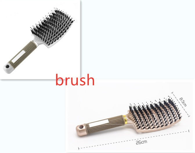 Hairbrush Anti Klit Brushy Haarborstel Women Detangler Hair Brush Bristle Nylon Scalp Massage Teaser Hair Brush Comb White Gold Brush Set Infinite Avenue