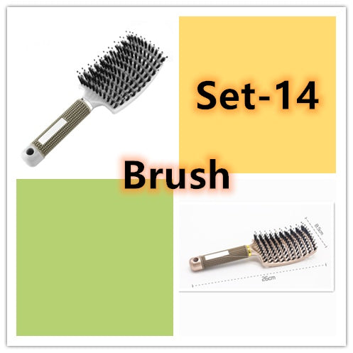 Hairbrush Anti Klit Brushy Haarborstel Women Detangler Hair Brush Bristle Nylon Scalp Massage Teaser Hair Brush Comb Set 14 Brush Set Infinite Avenue